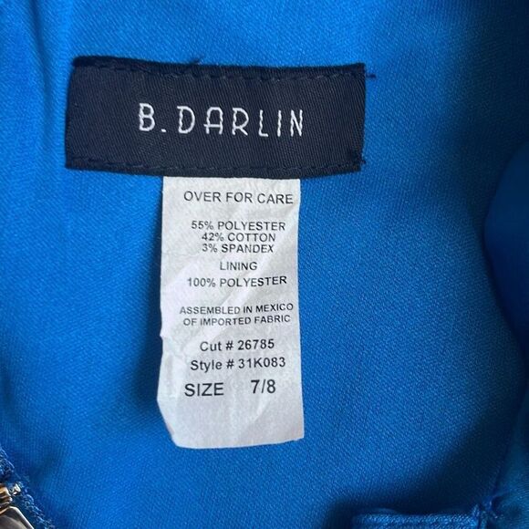 B. Darlin 7/8 Juniors Blue Bodycon Bandage Beaded Neckline Dress Cocktail Prom - Picture 6 of 11